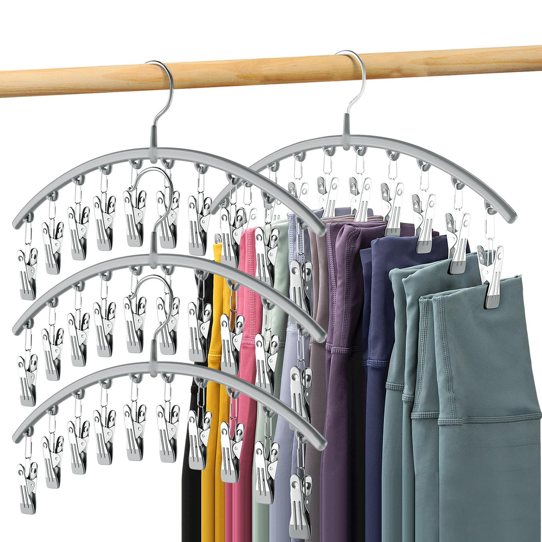 Volnamal Legging-Organizer, Metall-Yogahosenbügel mit Gummibeschichtung, 4 Stück, 10 Clips für 40 Le