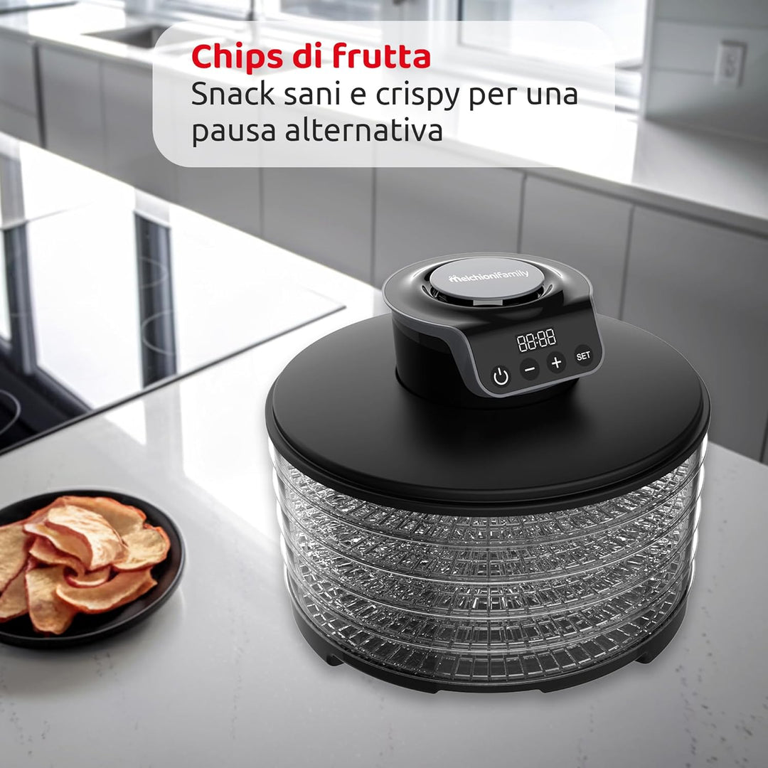 Melchioni Family | Digitaler Dörrautomat TOWER, 5 verstellbare Etagen, Trocknung von Obst, Gemüse, P