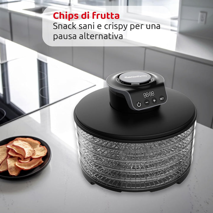 Melchioni Family | Digitaler Dörrautomat TOWER, 5 verstellbare Etagen, Trocknung von Obst, Gemüse, P
