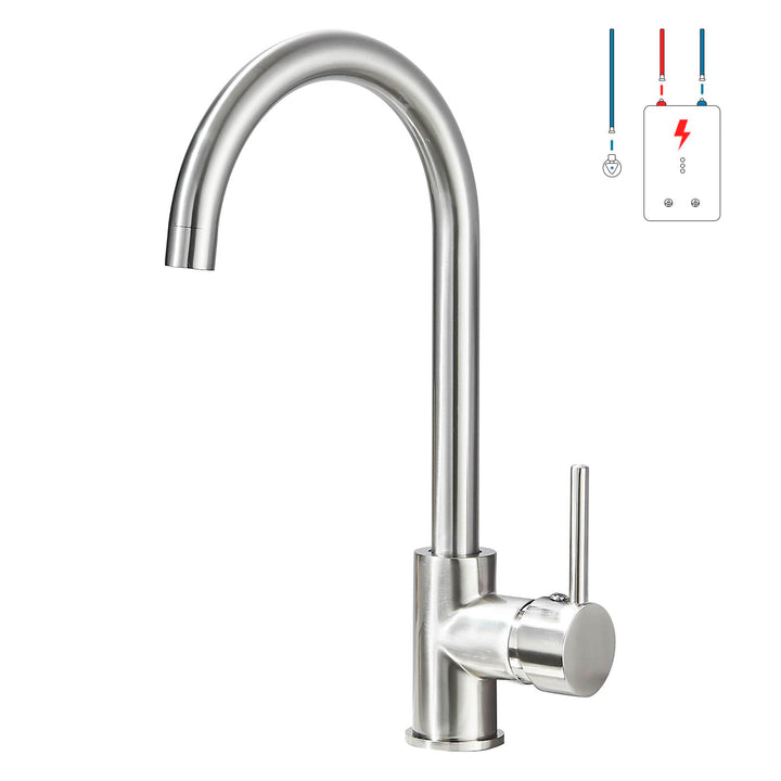 Küchenarmatur Niederdruck,Wasserhahn Küche 360° Schwenkbar, Mischbatterie Küche mit Hohem Bogen, Ein