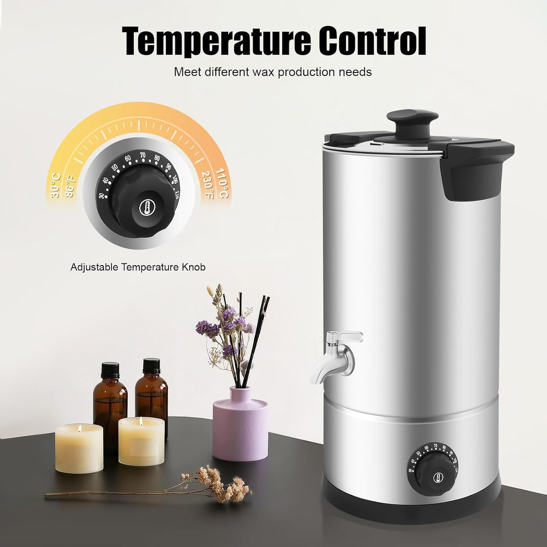 Endingfuny Wachsschmelzer 10L Edelstahl mit Temperaturregelung, Hahn | Einstellbare Temperatur Von 3