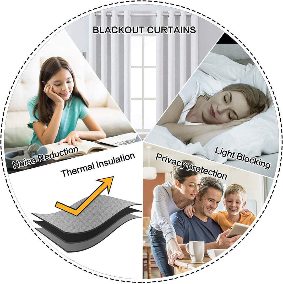 MIULEE Verdunklungsvorhänge mit ösen Gardinen Leinenoptik 2er Set 175 x 140 cm Grau Weiss Vorhang Bl