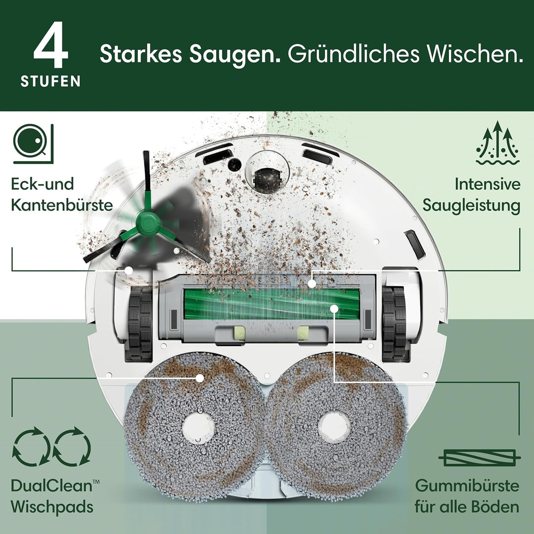 iRobot Roomba Plus 405 Combo Robot + AutoWash Dock Saugroboter mit Wischfunktion - Clearview LiDAR -