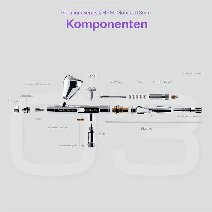 Gaahleri Airbrush Premium Serie GHPM-Mobius 0,3mm
