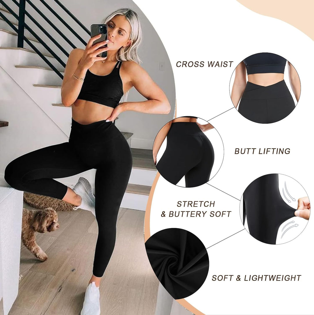 ACTINPUT Leggings Damen High Waist Leggins Blickdicht Schwarze Sportleggings Lang Elastische Yogahos