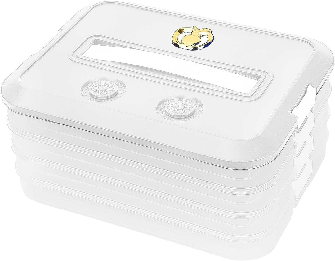 Knödel Aufbewahrungsbox, 4 Lagiger Aufschnittboxen für Kühlschrank Stapelbar Knödel Einfrieren mit D