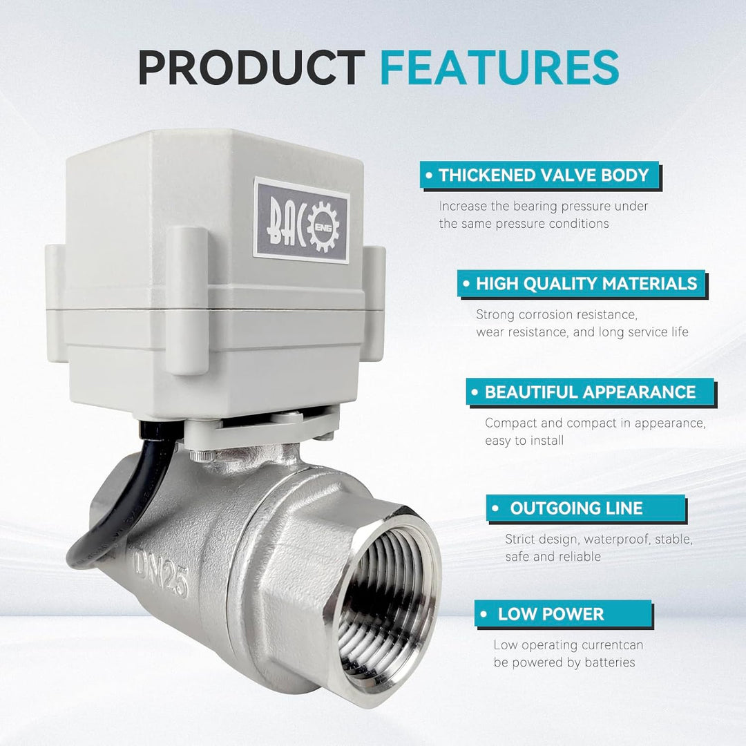 BACOENG AC110/230V 2 Wege 3/4" Edelstahl Motorkugelhahn Elektrische Zonenventil mit Stecker NC 3/4"