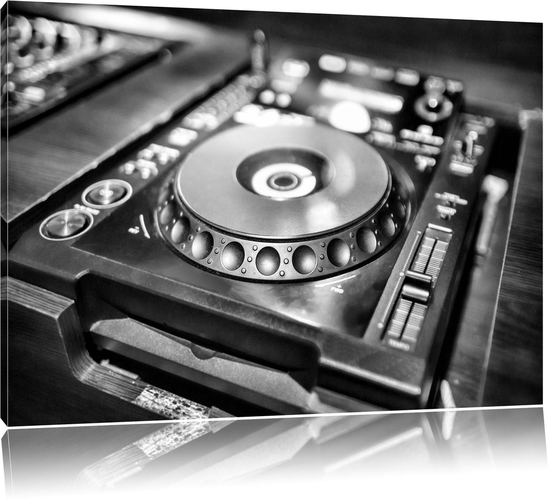 Pixxprint Grün beleuchteter DJ Pult / 100x70cm Leinwandbild bespannt auf Holzrahmen/Wandbild Kunstdr