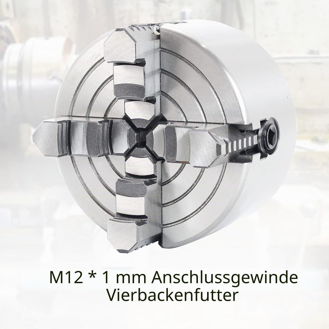 Drehmaschine Vierbackenfutter, 4-Backen-Drehfutter selbstzentrierendes Holzdrehfutter aus Zinklegier