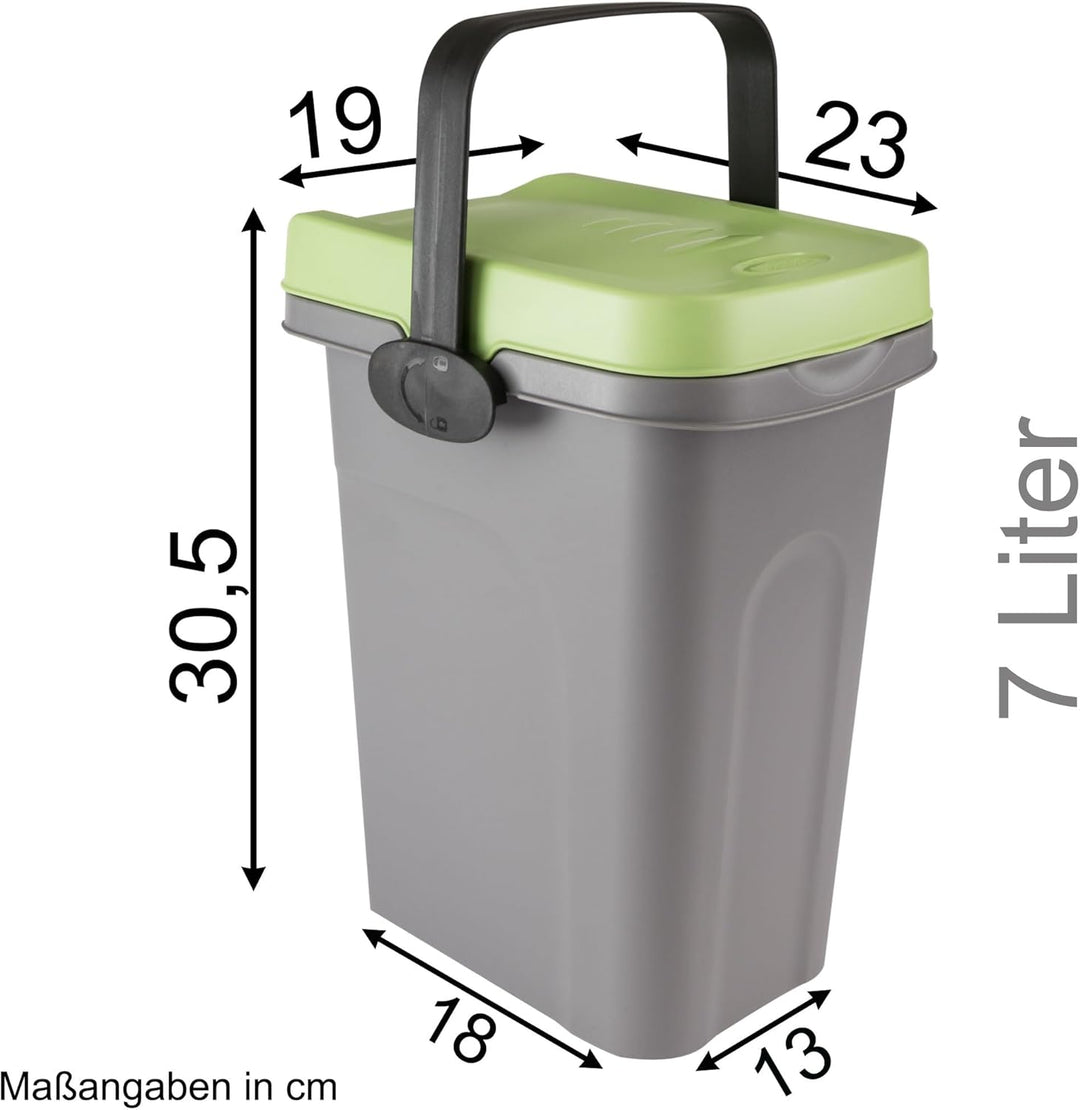 Windeleimer Geruchsdicht 7 Liter Grün, Biomülleimer Verschliessbar, Komposteimer Küche, Eimer Mit De