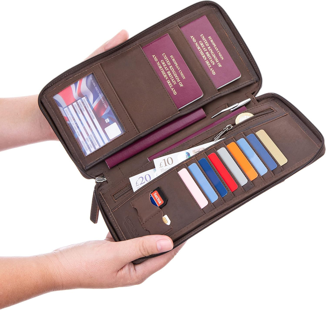 KORUMA RFID Blocker Schutzhülle Reisetasche für kontaktlose Kreditkarten und biometrische Reisepass,