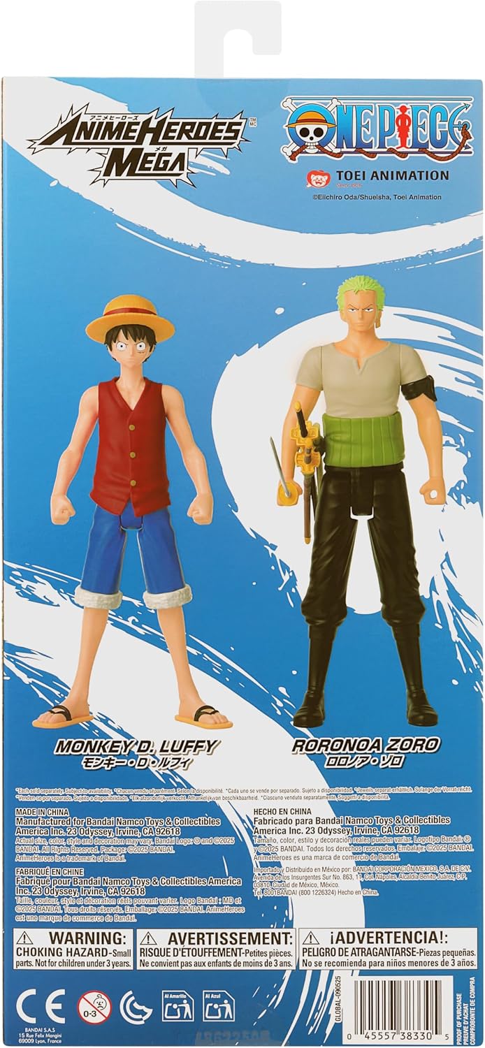 ANIME HEROES Mega – One Piece – Roronoa Zoro Actionfigur, 30,5 cm Einteiler Mega - Roronoa Zoro, Ein