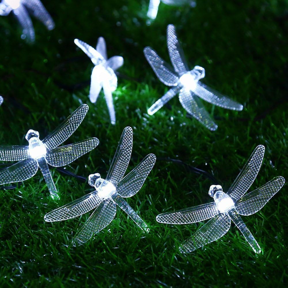 Solar Lichterkette Aussen, 20ft 30 LED Libelle Licht,Wasserdichte lichterkette Dekorative für Garten