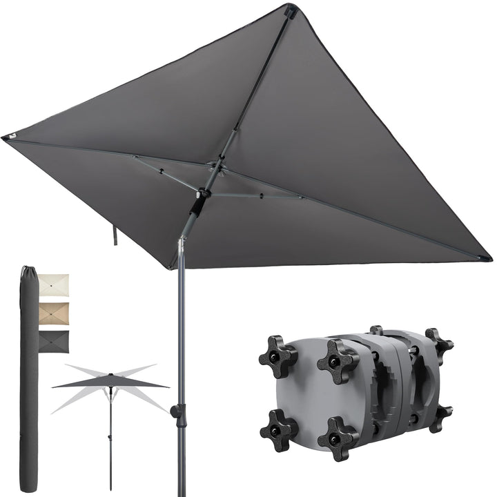 4smile Sonnenschirm Balkon im Set – Sonnenschirm rechteckig 210×140 cm, UPF 50+ Sonnenschutz Balkon,