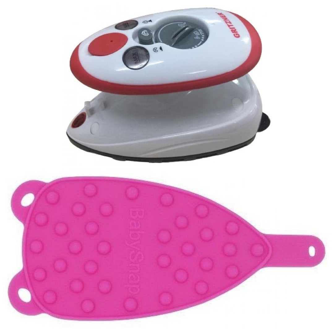 GRITZNER 636 mini Bügeleisen (rot) (Gritzner 636 + pinke Ablage), Gritzner 636 + Pinke Ablage