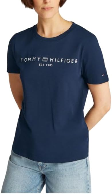 Tommy Hilfiger Damen T-Shirt Kurzarm Rundhalsausschnitt XS Black (Black), XS Black (Black)
