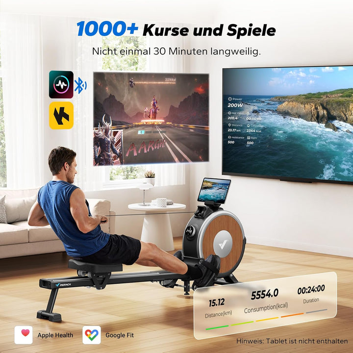 MERACH Rudergerät für Zuhause, 16 Widerstandsstufen, Leises Magnetisches Rudergerät, per App Verbind