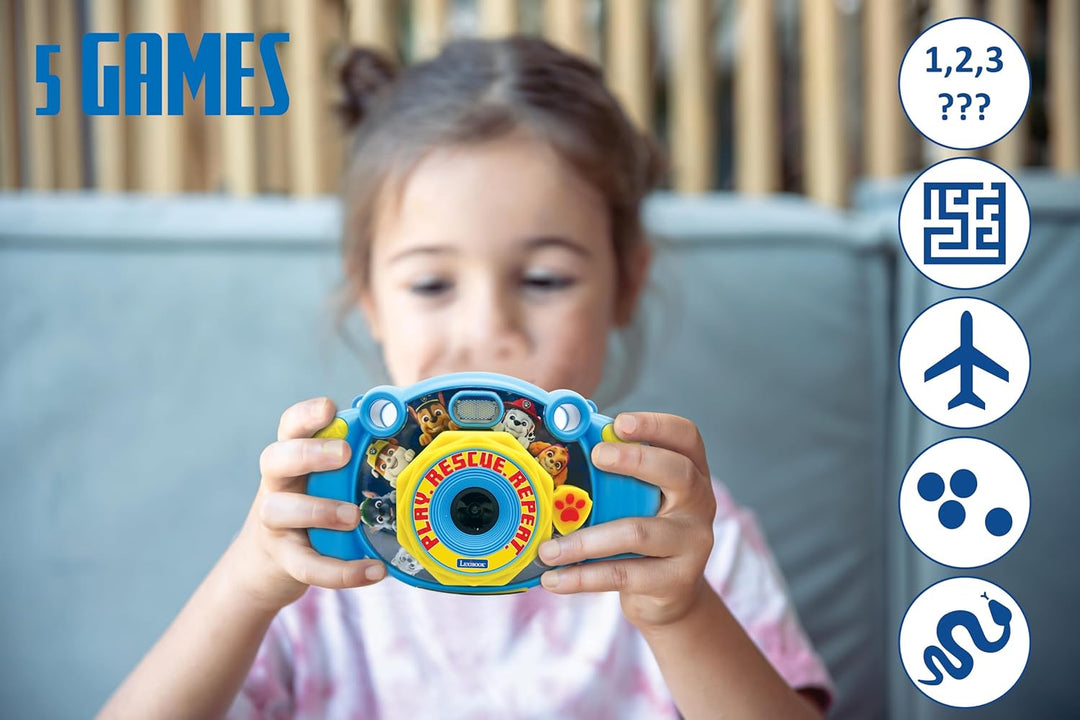 Lexibook DJ080PA Paw Patrol-Kinder-Digitalkamera mit Foto-und Videofunktion, Spiele, Blau/Gelb, Paw