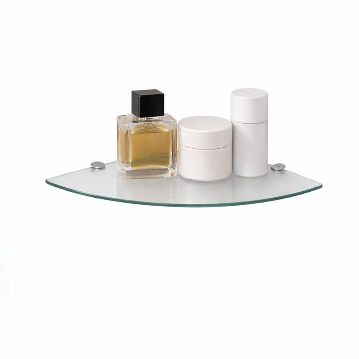 Euro Tische Glas Eckregal 25x25cm, Wandregal für Badezimmer, Duschregal Bad, Glas Badregal mit 6mm E
