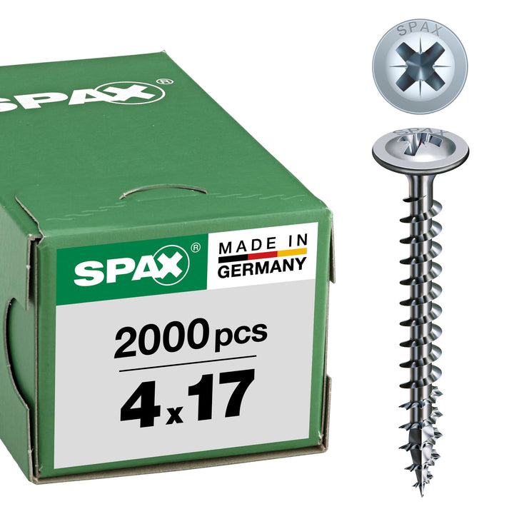 SPAX Rückwandschraube, 4,0 x 17 mm, 2000 Stück, Kreuzschlitz Z2, Rückwandkopf, Vollgewinde, 4CUT, WI