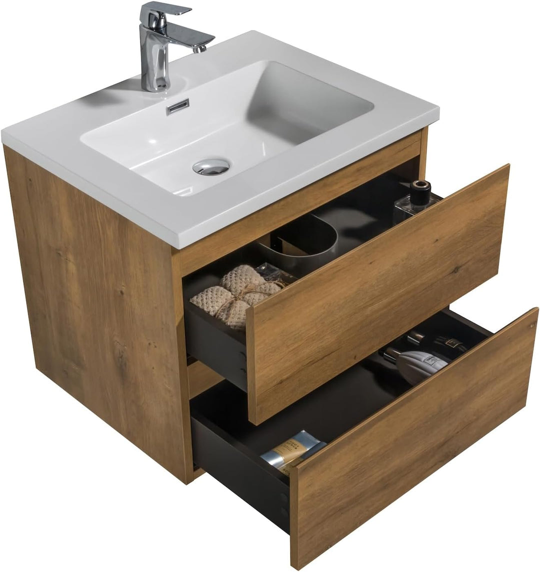 Badplaats B.V. Badezimmer Badmöbel Set Angela 60cm - Eiche - Unterschrank Schrank Waschbecken Wascht