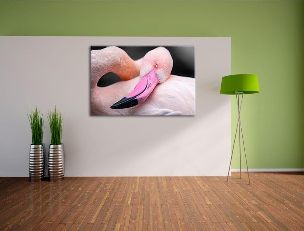 eleganter Flamingo schwarz/weiss Format: 100x70auf Leinwand, XXL riesige Bilder fertig gerahmt mit K