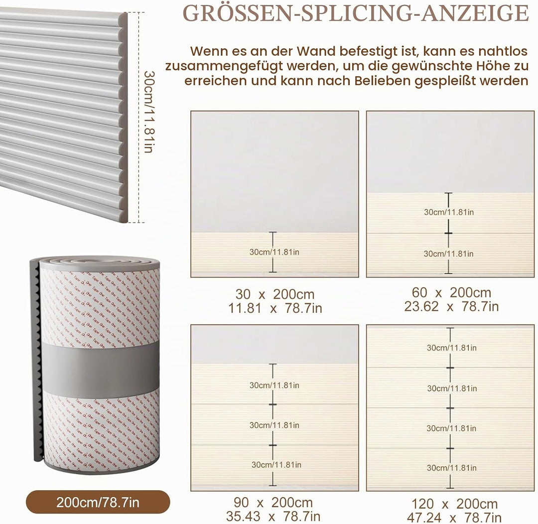Wandpaneele Gepolstert für Kinderzimmer, 2M Wandpolster Selbstklebend, 1cm Dick Anti-Kollision Wandk