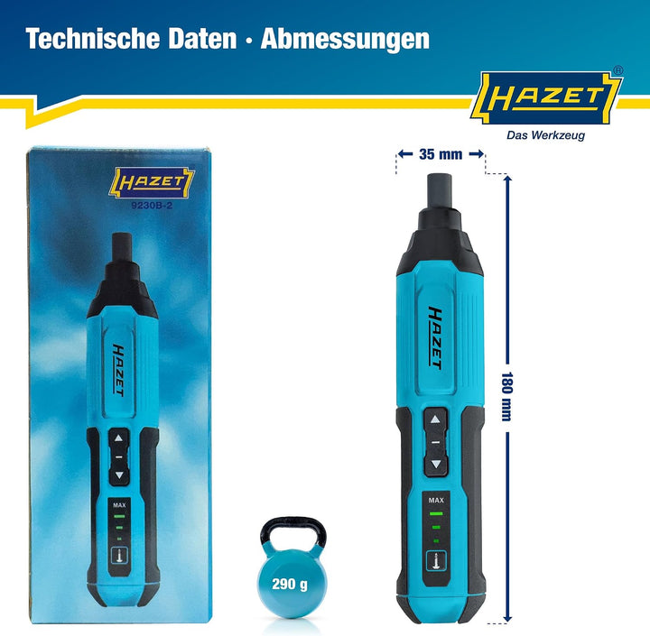 HAZET 9230B-2 Akku-Schrauber 1/4 Zoll, 4 Volt Lithium-Akku, 5 Newtonmeter max. Drehmoment, LED-Licht