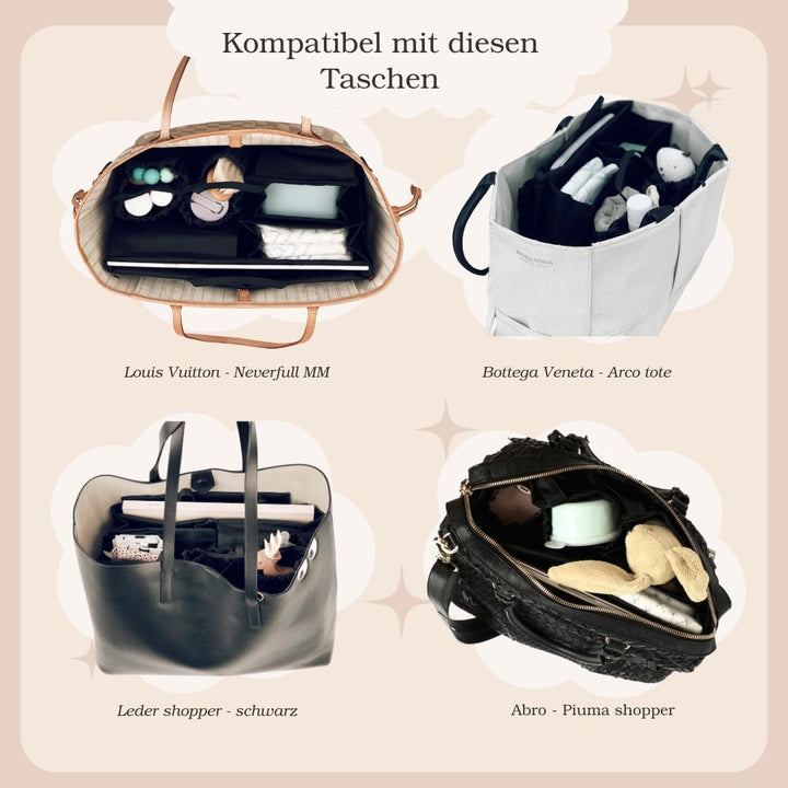 Windeltasche für Newborn Baby Essentials, Handtaschen Organizer für Eltern, Taschenorganizer mit Fac