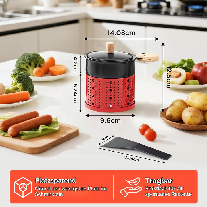 4 Stück Mini Raclette Grill Set, Teelicht-Raclette antihaftbeschicht, Raclette Teelichtofen, Antihaf