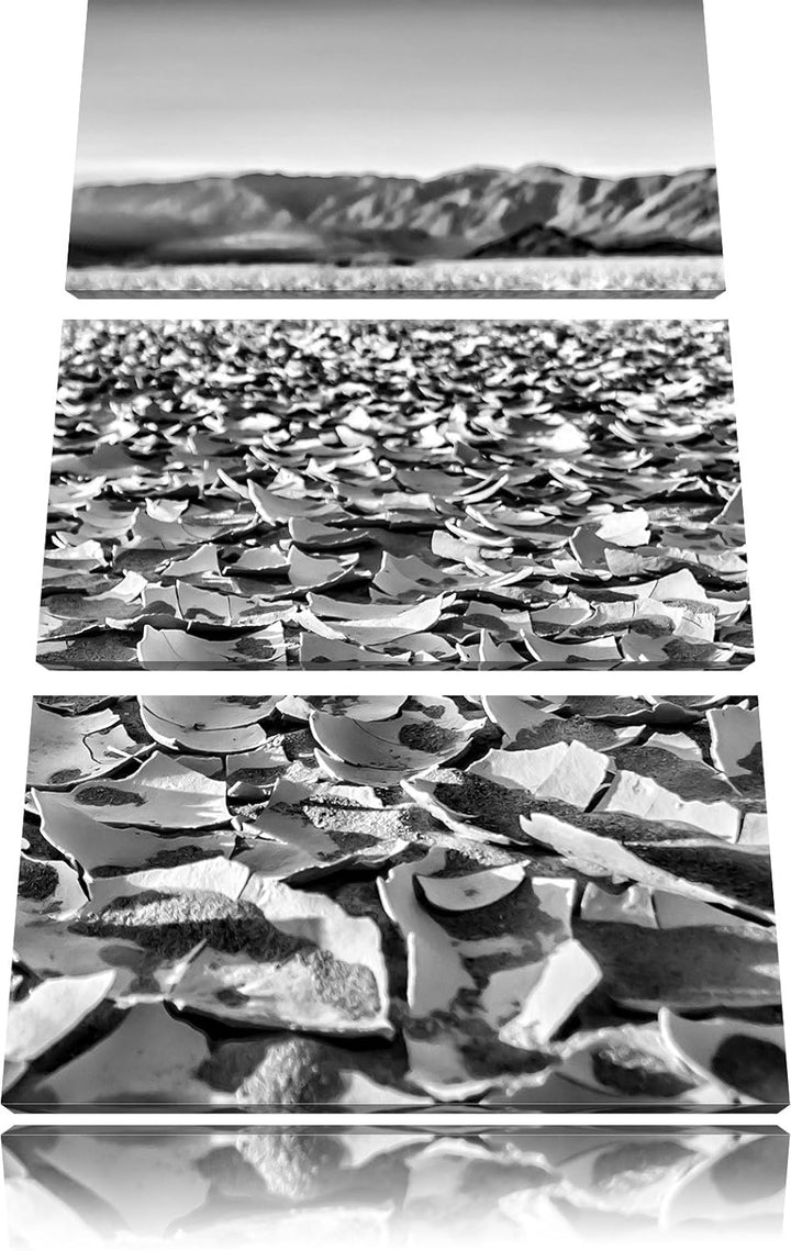 Pixxprint ausgetrockneter Boden als Leinwandbild/Grösse: 3 Teilig (120x80) cm/Wandbild/Kunstdruck/fe