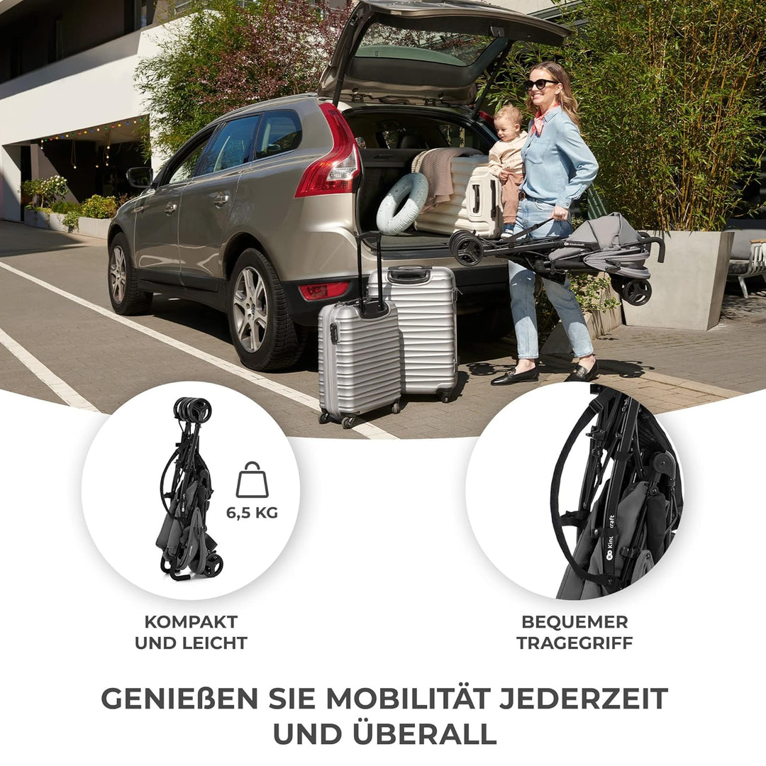 Kinderkraft TIK Kinderwagen, Liegebuggy, Sportwagen, Leicht - 6,5kg, Drehbare Vorderräder, Verstellb