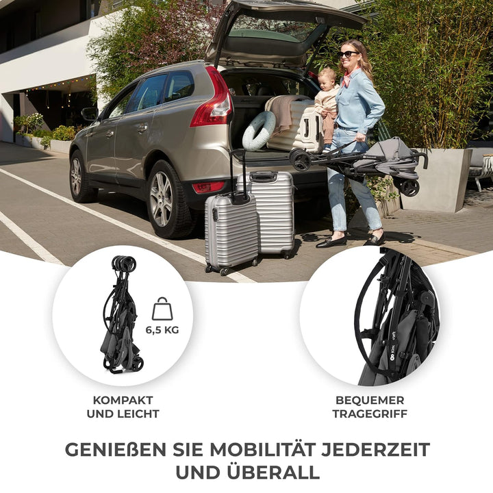 Kinderkraft TIK Kinderwagen, Liegebuggy, Sportwagen, Leicht - 6,5kg, Drehbare Vorderräder, Verstellb