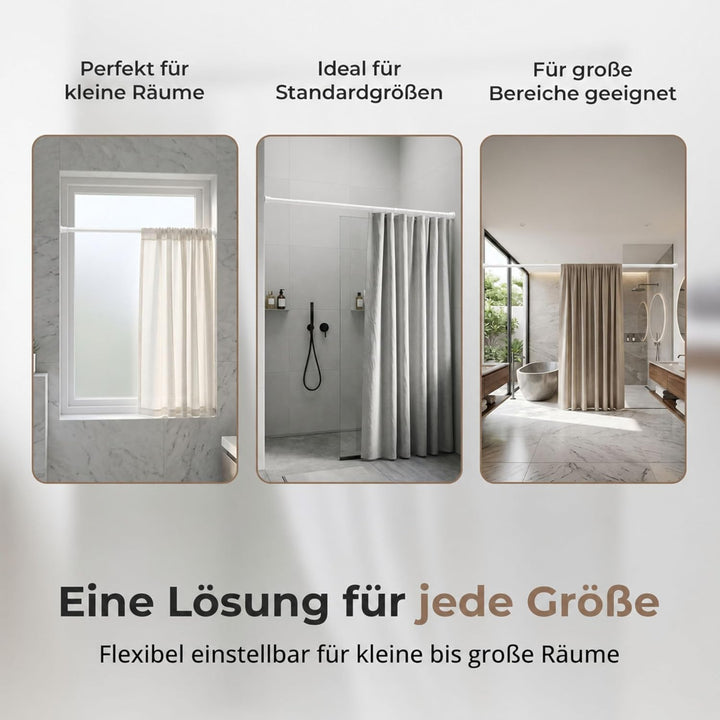 Aquabad® Hastaflex Teleskop 190-300 cm Duschvorhangstange ohne Bohren, Weiss, für Dusche und Fenster