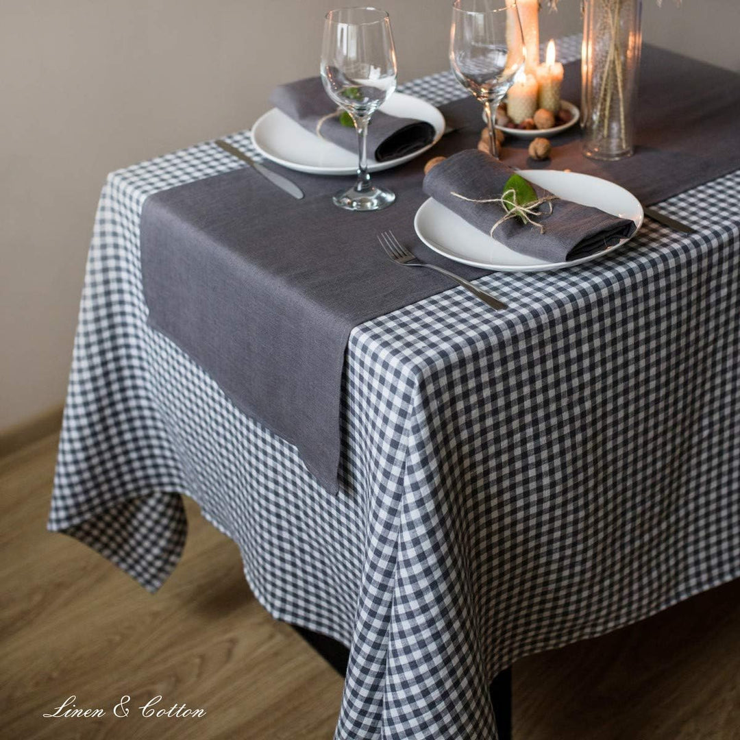 Linen & Cotton Tischläufer Stoff Tischband Tischdeko Hygge 100% Leinen, Grau (40 x 180 cm) Rechtecki