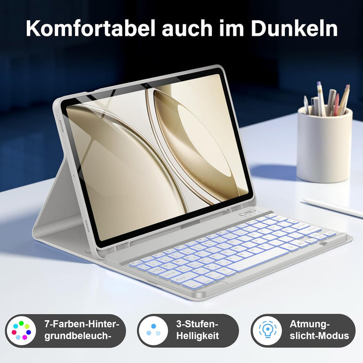 Vobafe Tastatur Hülle für Samsung Galaxy Tab S10 Lite/S10 FE/S9 FE 10.9 Zoll/Tab S9 11 Zoll, 7-Farbe