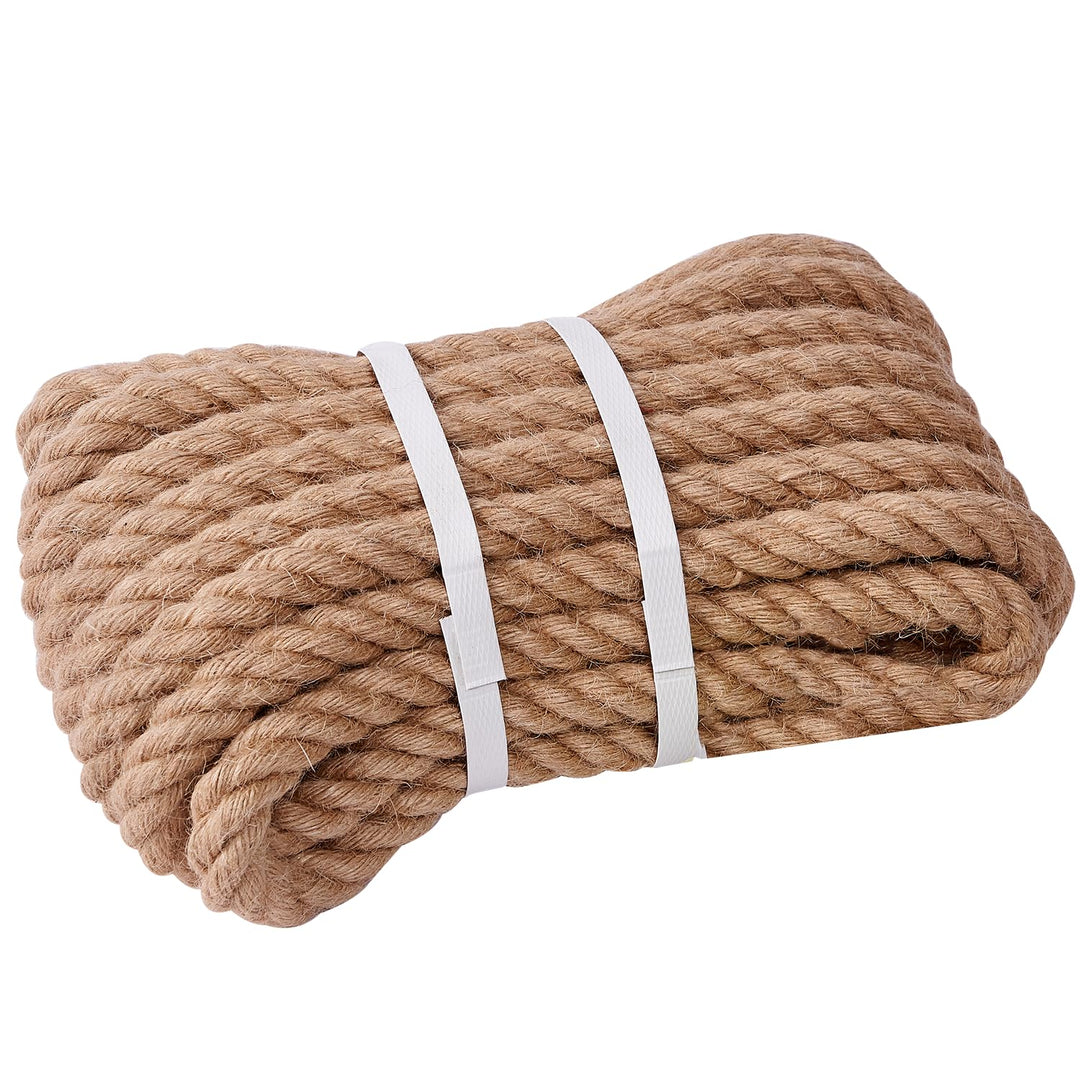 Juteseil 24mm 20M,Natürliche Hanfseil 4-Stränge Dicke Jute Schnur Gedreht Tauwerk Tau Seil für Garte