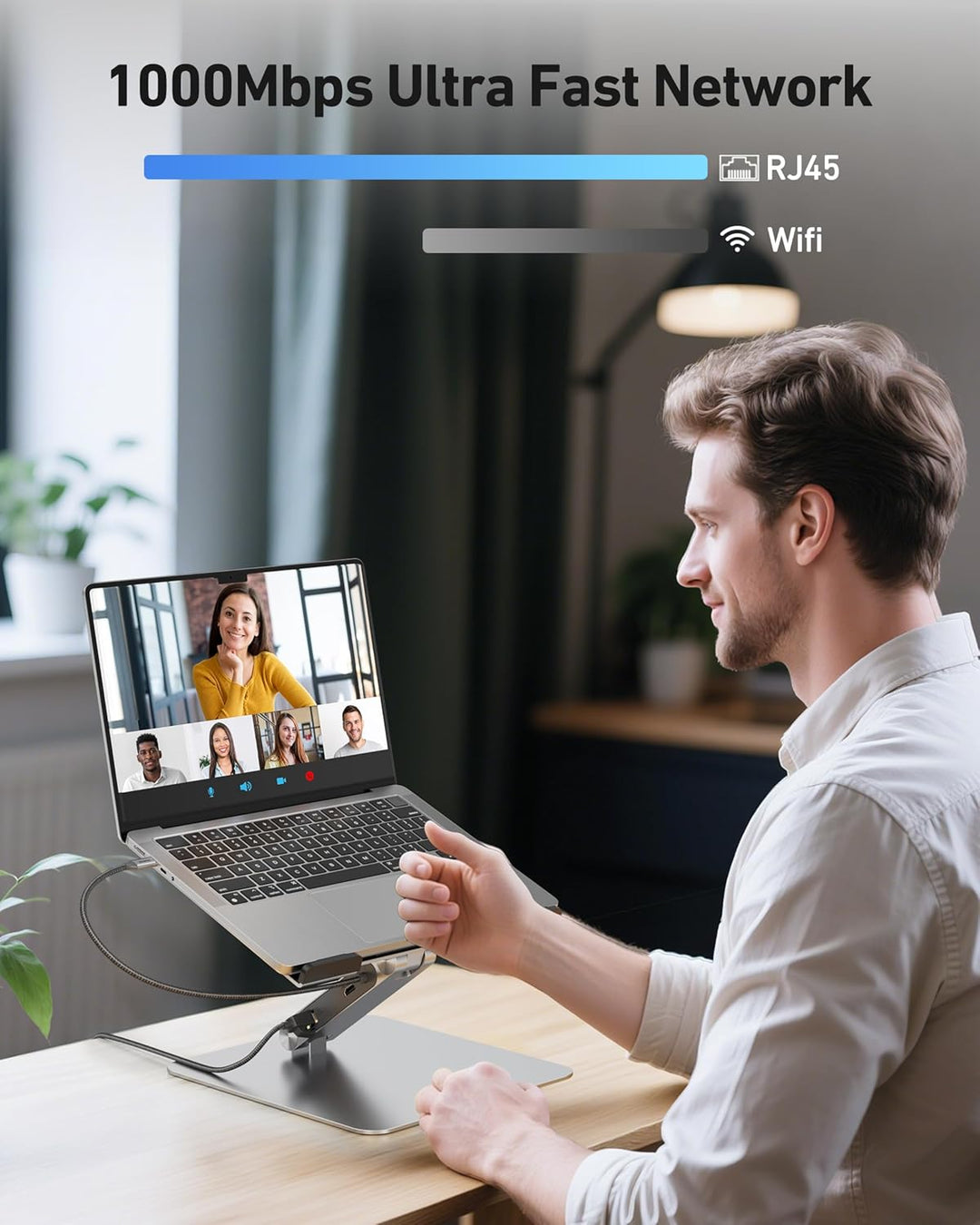 BENFEI Laptop Ständer mit 6-in-1 USB C Dockingstation: HDMI (4K@60Hz), Gigabit-LAN, 100W Power Deliv