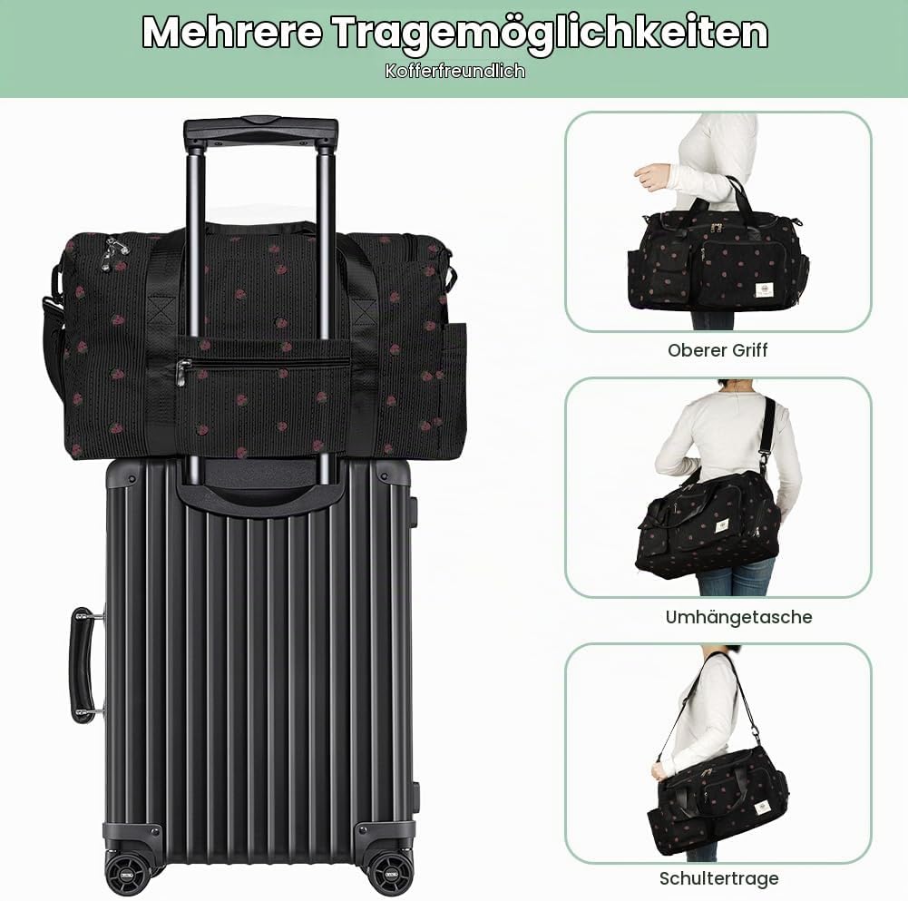 Sporttasche Damen, Sporttasche Kinder, Faltbare Reisetasche Weekender mit Schuhfach Nassfach, Reiset