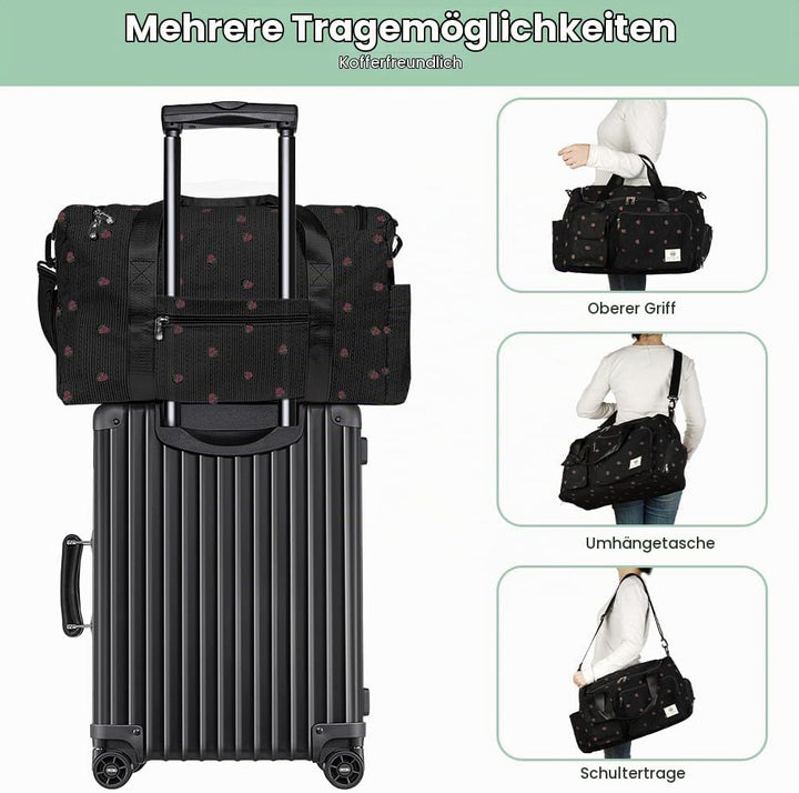 Sporttasche Damen, Sporttasche Kinder, Faltbare Reisetasche Weekender mit Schuhfach Nassfach, Reiset