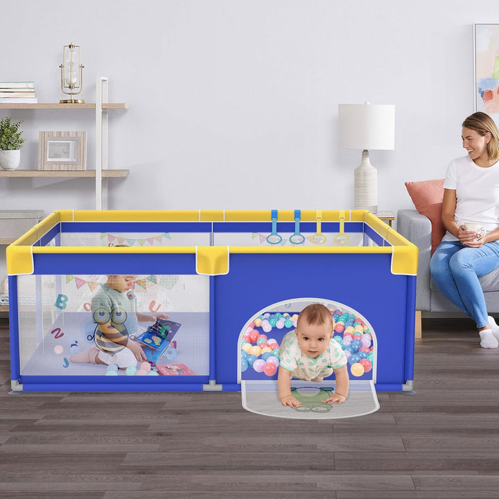 HENGMEI Baby Laufgitter Laufstall Absperrgitter 180x150cm Aktivitätszentrum mit Rutschfester Basis,