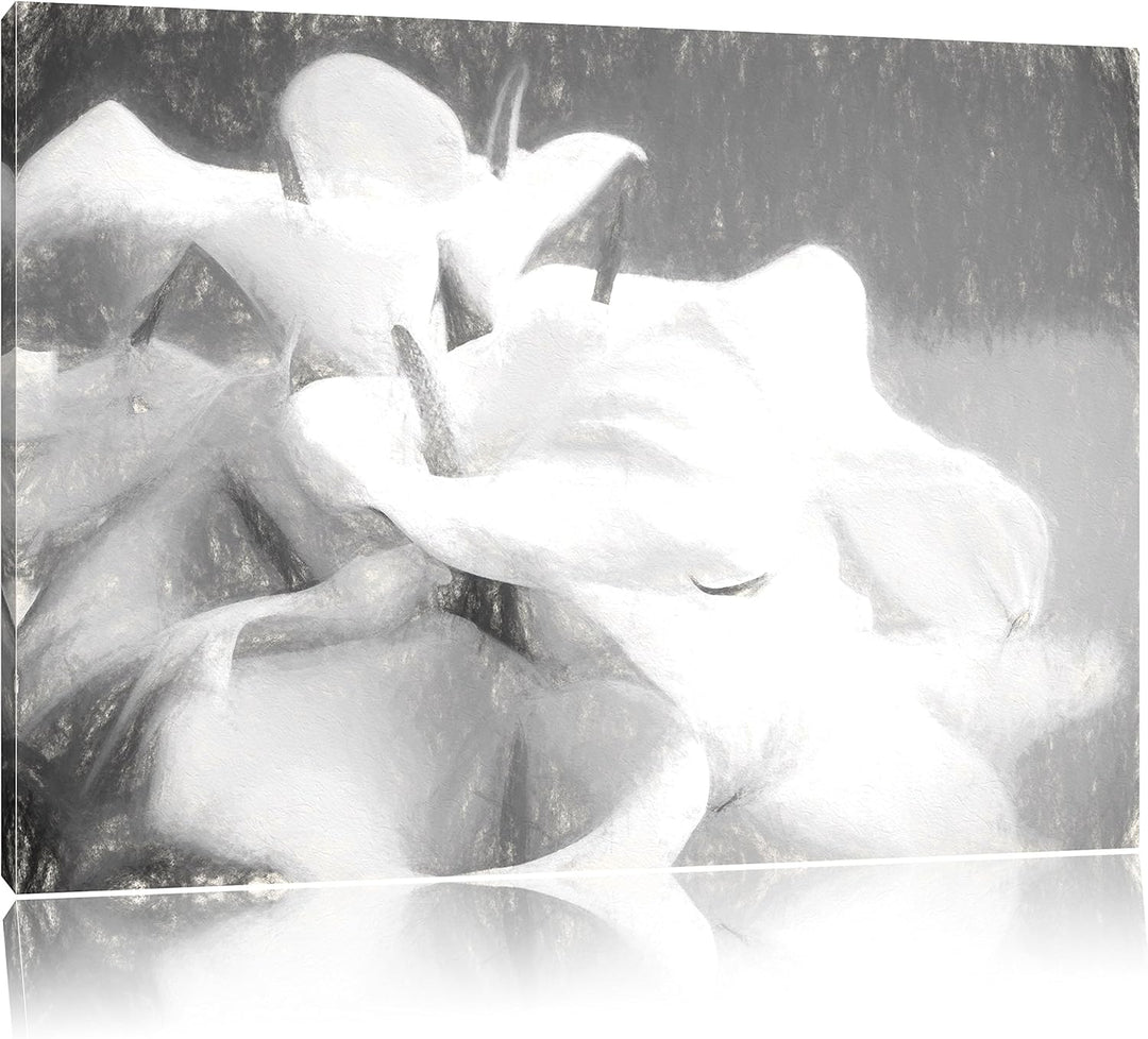 Pixxprint Calla Lilien / 100x70cm Leinwandbild bespannt auf Holzrahmen/Wandbild Kunstdruck Dekoratio