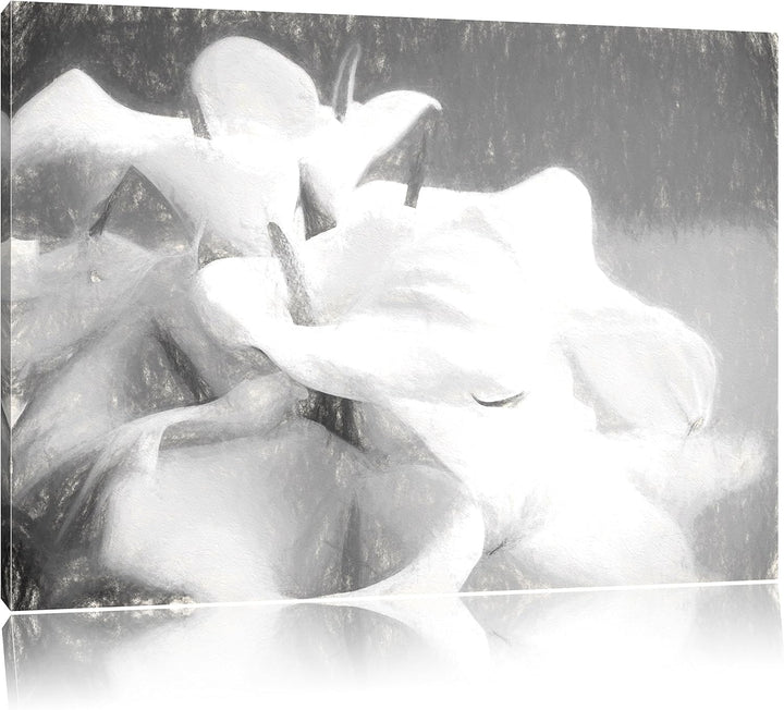 Pixxprint Calla Lilien / 100x70cm Leinwandbild bespannt auf Holzrahmen/Wandbild Kunstdruck Dekoratio