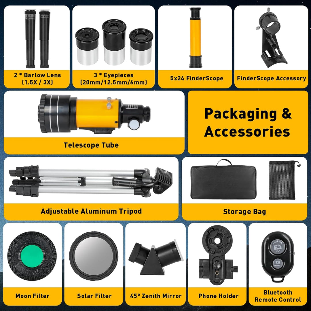 Teleskop Astronomie, 70/400mm Teleskop für Kinder & Einsteiger & Erwachsene, Teleskop Astronomisches