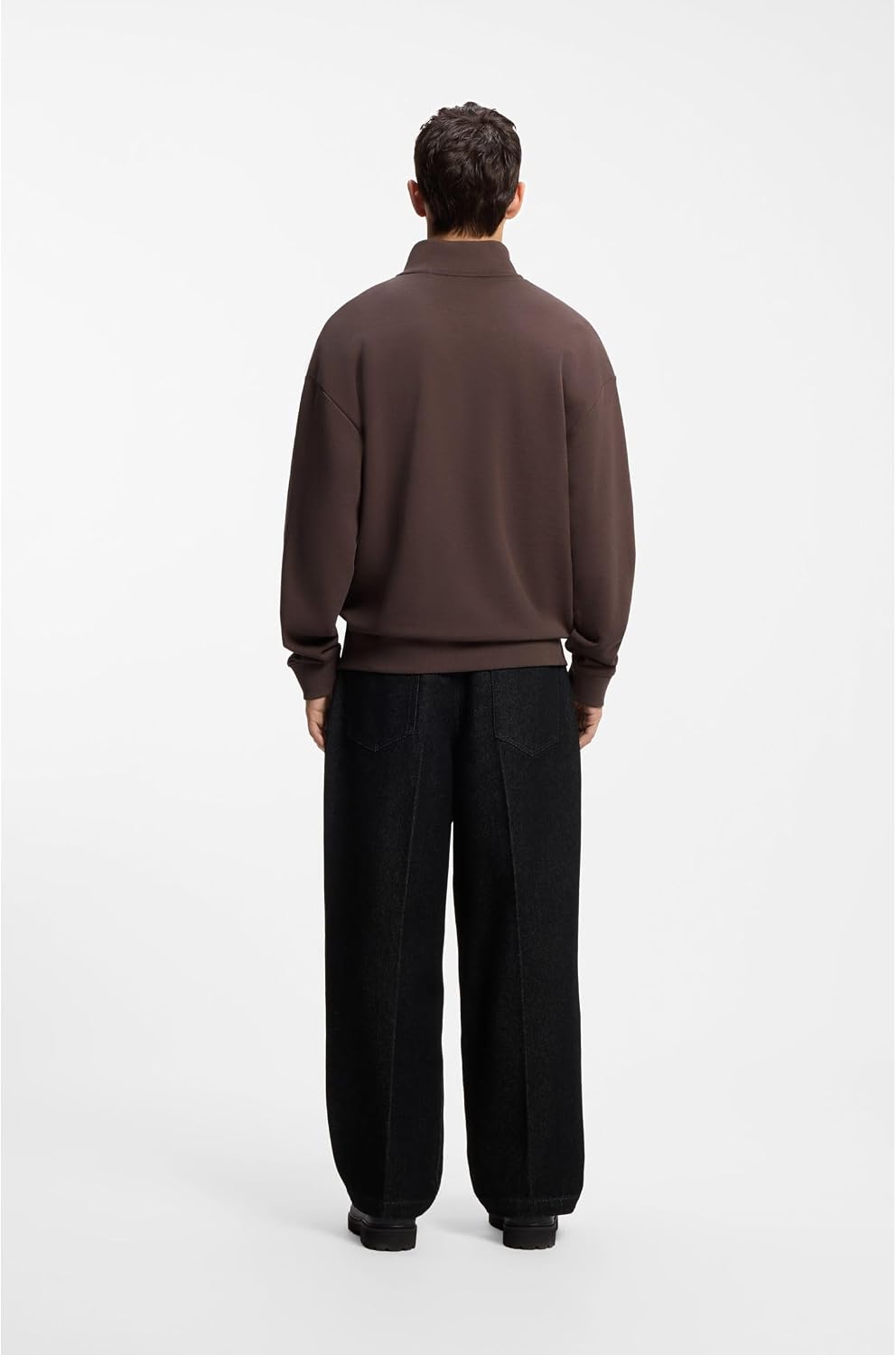 HUGO Relaxed-fit Sweatshirt Aus Baumwolle Mit Troyerkragen XS Brown Overflow 903, XS Brown Overflow