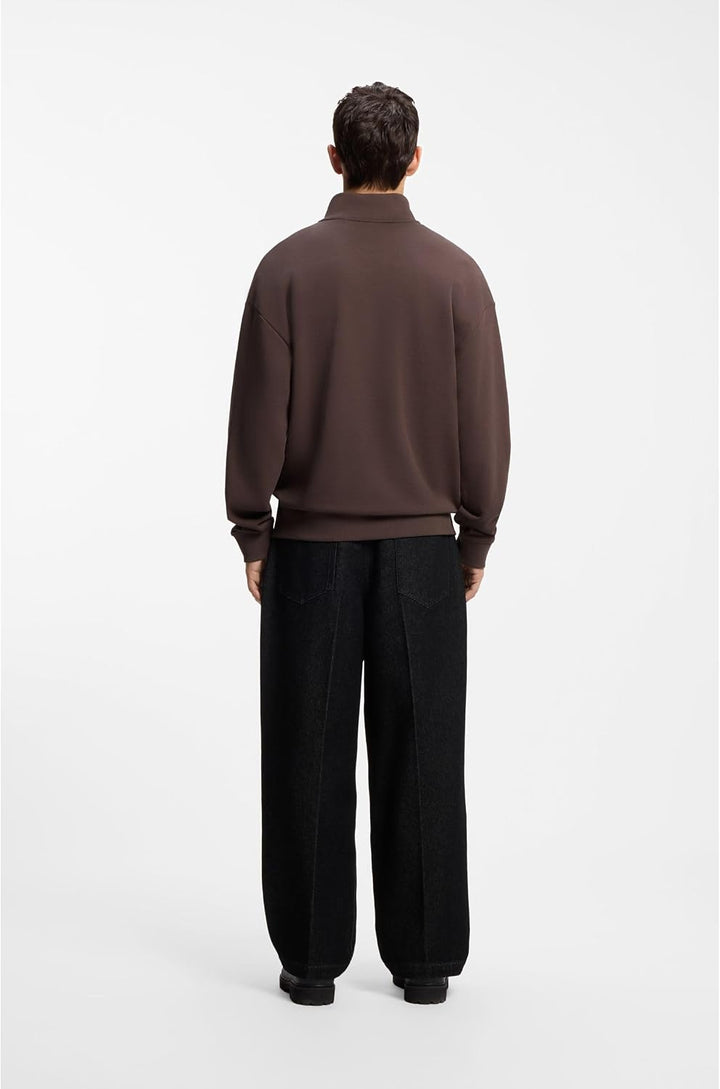 HUGO Relaxed-fit Sweatshirt Aus Baumwolle Mit Troyerkragen XS Brown Overflow 903, XS Brown Overflow