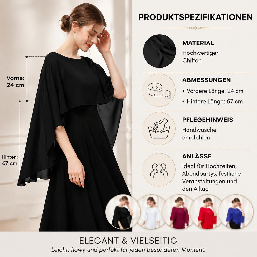 Damen Chiffon Stola Schal Braut Hochzeit Capes Leichter Poncho Elegant Umschlagtuch Chiffonschal Bol