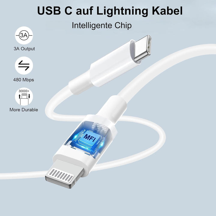 2 Pack iPhone Schnellladegerät und Schnellladekabel Ladekabel für iPhone 14 13 12 11 Pro Max Plus Mi