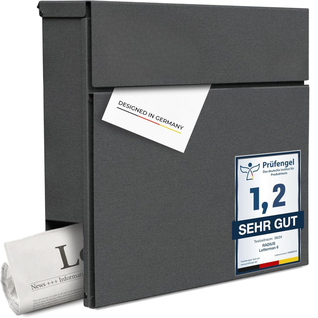 Radius Designer Briefkasten Letterman 6 Basic Eisenglimmer - wetterfester pulverbeschichteter Stahl