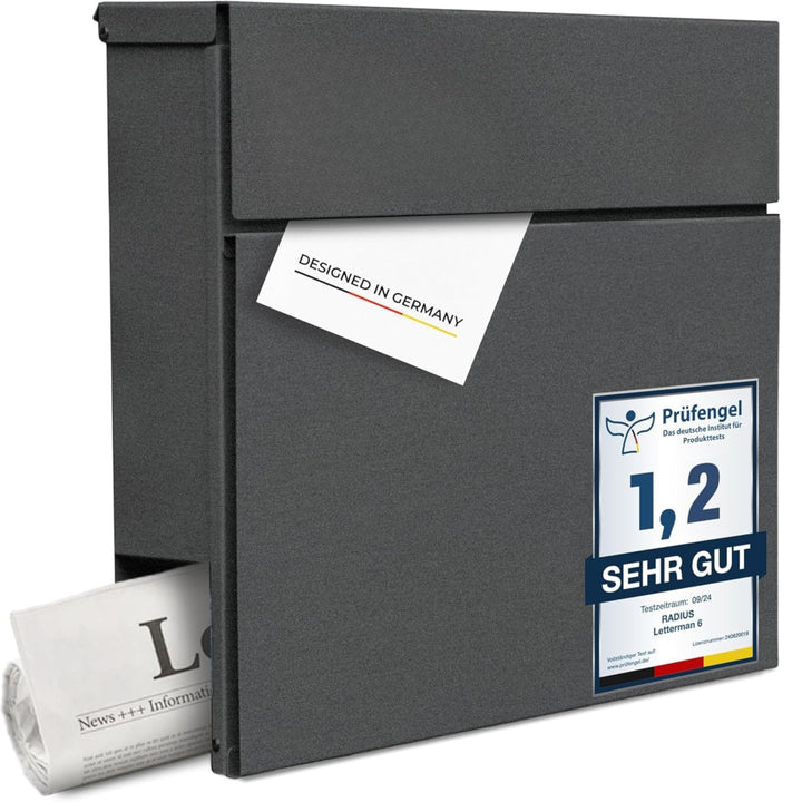 Radius Designer Briefkasten Letterman 6 Basic Eisenglimmer - wetterfester pulverbeschichteter Stahl
